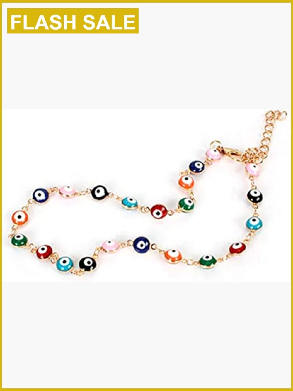 Evil Eye Anklet Bracelet Beaded Chain Protection Amulet 14K Gold Plated